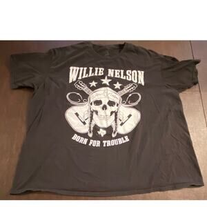 Zion Willie Nelson Born for Trouble Skull Graphic Tee Black 2XL Outlaw Country‎